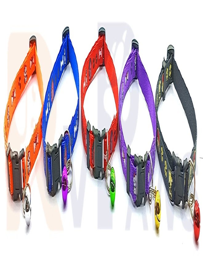 Pups&Pets Puppy and Cat Collar Printed with Bell Basic Dog Cat Collar Buckle Adjustable Nylon Cat & Smal Dog Collar with Bell 10 MM (Purple) - Image 2